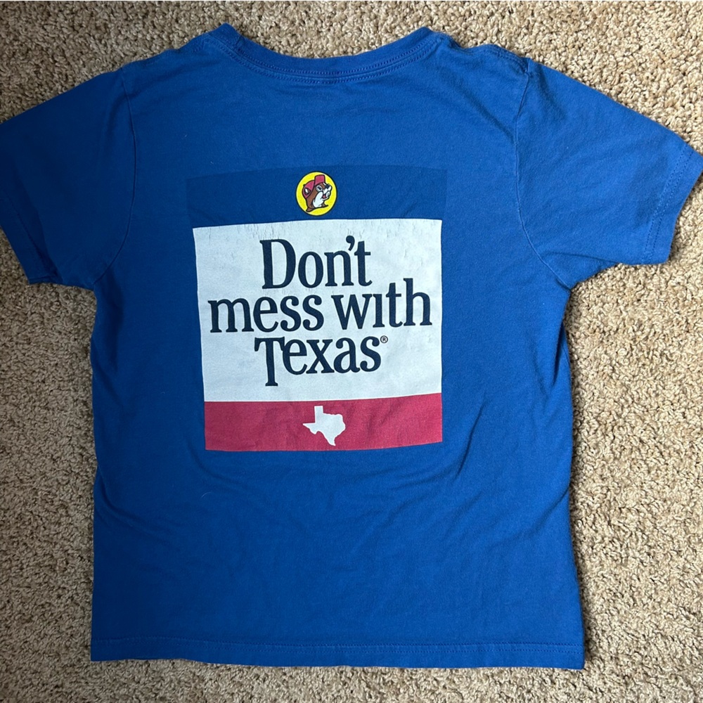 Youth Buc-ee’s Blue Don’t Mess With Texas Graphic Tee Size M |A56